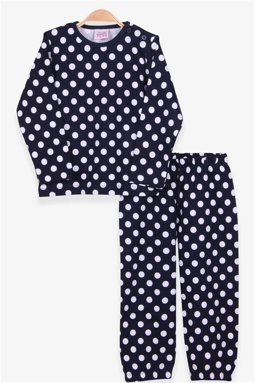 Breeze Kız Bebek Pijama Takımı Puantiye Desenli Lacivert (9 Ay-3 Yaş)
