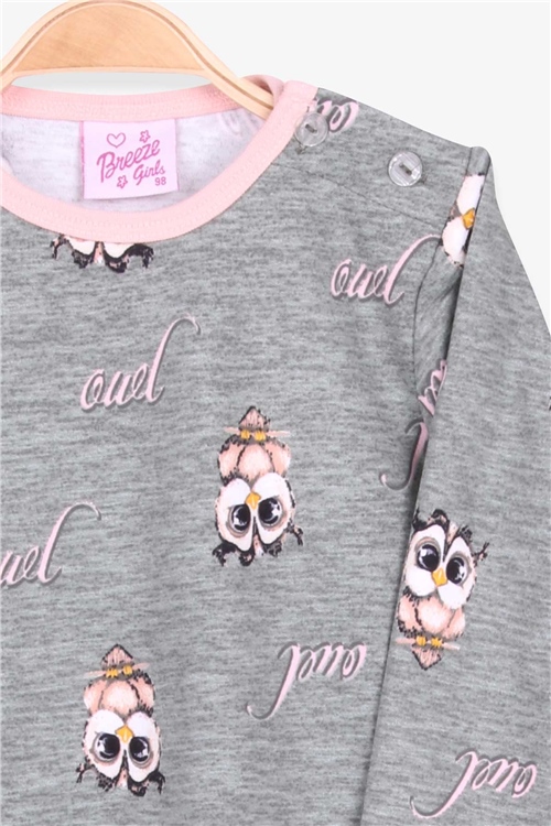 Breeze Kız Bebek Pijama Takımı Sevimli Baykuş Desenli Mint Yeşili (9 Ay-3 Yaş)