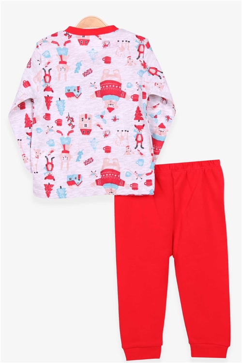 Breeze Kız Bebek Pijama Takımı Yılbaşı Temalı Gri Melanj (4 Ay-1 Yaş)
