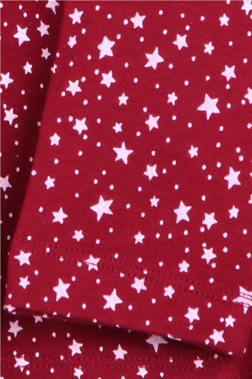 Breeze Kız Bebek Pijama Takımı Yıldız Desenli Bordo (9 Ay-3 Yaş)