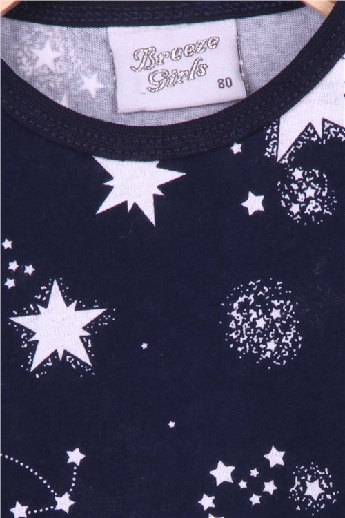 Breeze Kız Bebek Pijama Takımı Yıldız Desenli Lacivert (9 Ay-3 Yaş)