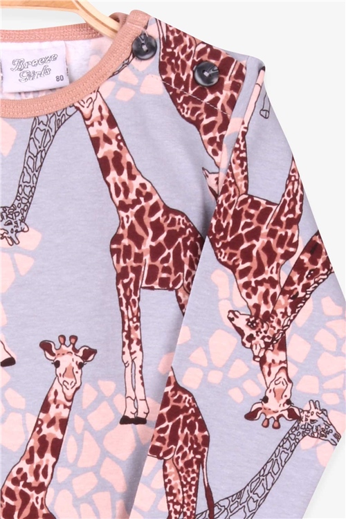 Breeze Kız Bebek Pijama Takımı Zürafa Desenli Su Yeşili (9 Ay-3 Yaş)