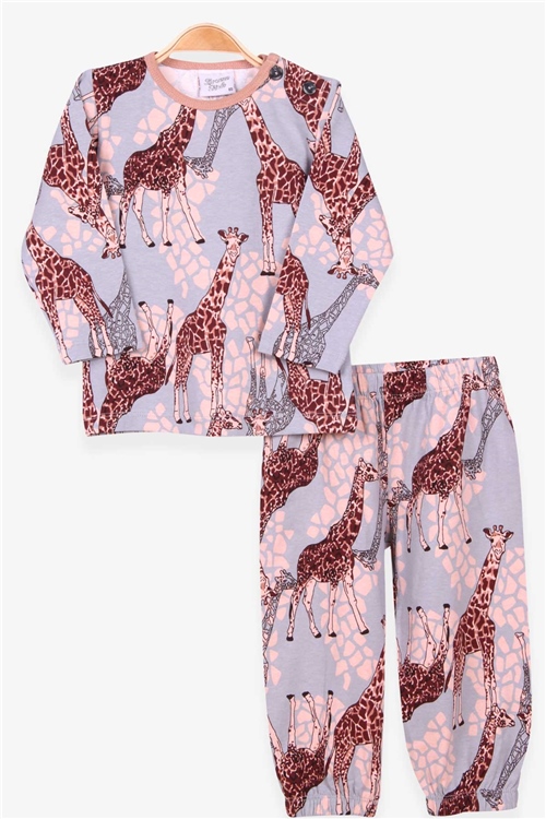 Breeze Kız Bebek Pijama Takımı Zürafa Desenli Su Yeşili (9 Ay-3 Yaş)
