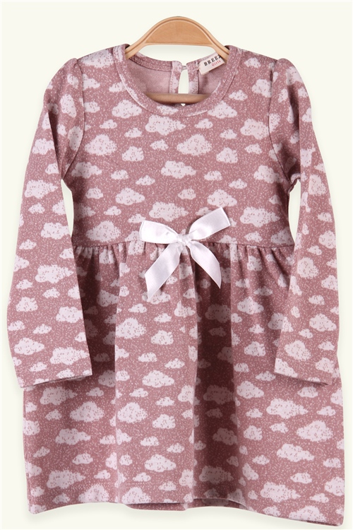 Breeze Kız Çocuk Elbise Bulut Desenli Gülkurusu (1.5-5 Yaş)