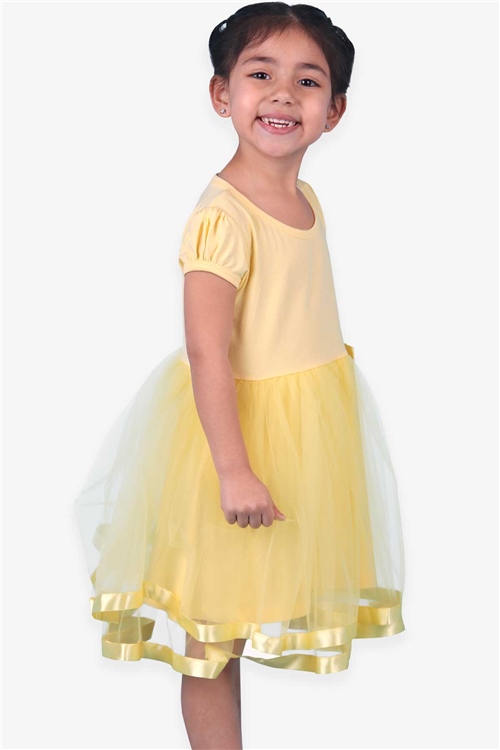 Breeze Kız Çocuk Elbise Tüllü Sarı (1.5-5 Yaş)