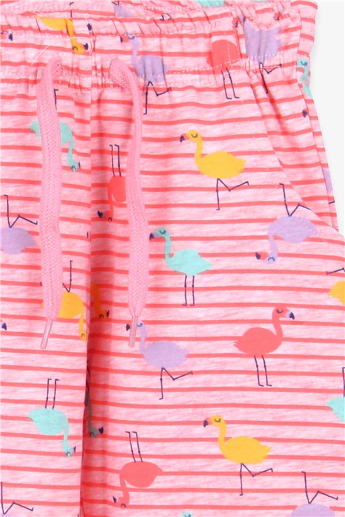 Breeze Kız Çocuk Eşofman Altı Flamingo Desenli Somon Melanj (1.5-5 Yaş)