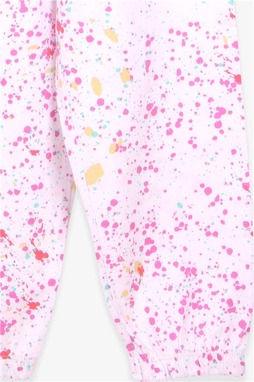 Breeze Kız Çocuk Pijama Takım Püskürtme Desenli Beyaz (4-8 Yaş)