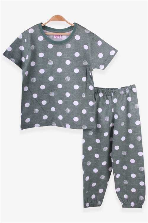 Breeze Kız Çocuk Pijama Takımı Daire Desenli Mint Yeşili (4-8 Yaş)