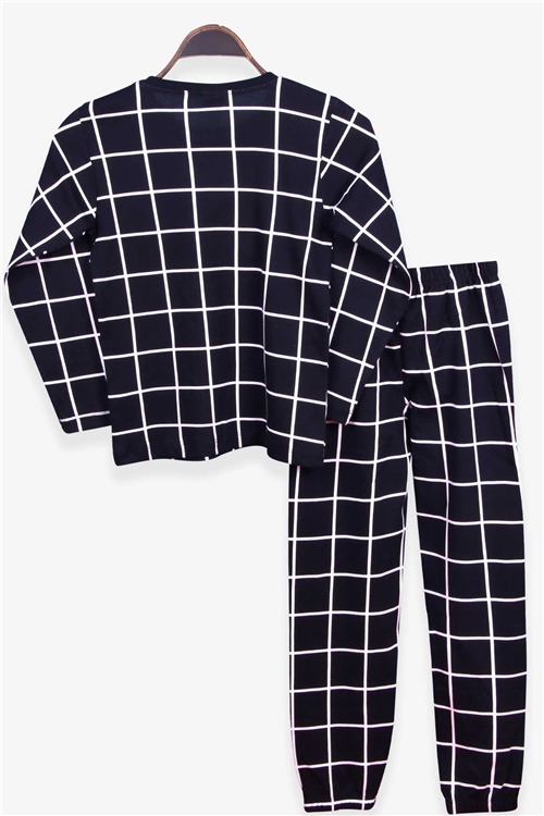 Breeze Kız Çocuk Pijama Takımı Kareli Lacivert (9-12 Yaş)