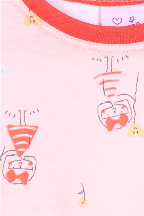 Breeze Kız Çocuk Pijama Takımı Kız Desenli Somon (4-8 Yaş)
