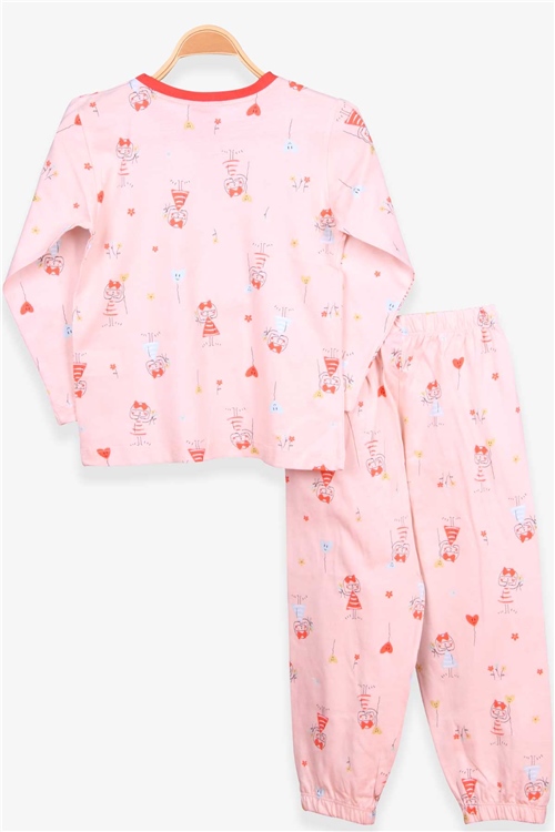 Breeze Kız Çocuk Pijama Takımı Kız Desenli Somon (4-8 Yaş)