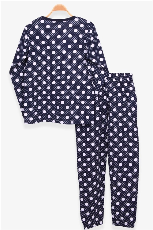Breeze Kız Çocuk Pijama Takımı Puantiye Desenli Lacivert (9-12 Yaş)