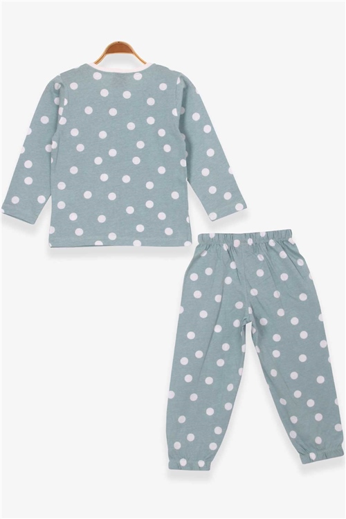 Breeze Kız Çocuk Pijama Takımı Puantiyeli Mint Yeşili (4-8 Yaş)