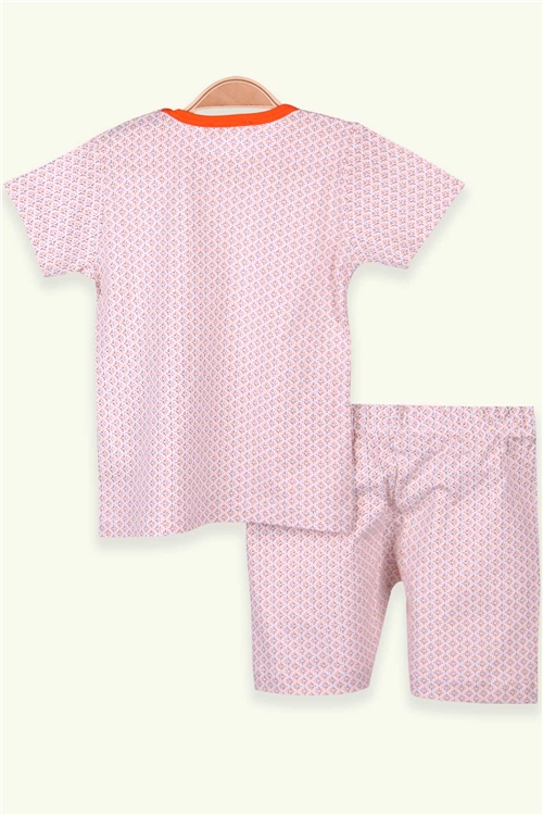 Breeze Kız Çocuk Şortlu Pijama Takımı Desenli Turuncu (9 Ay-8 Yaş)