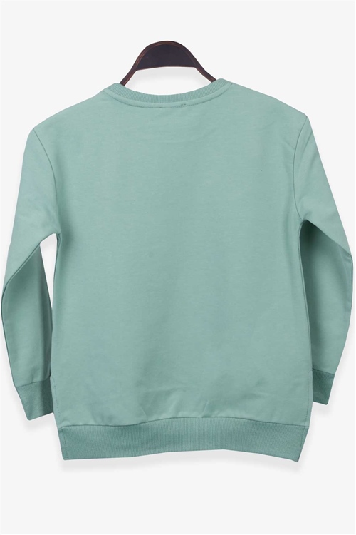 Breeze Kız Çocuk Sweatshirt Pullu Nakışlı Mint Yeşili (9-14 Yaş)