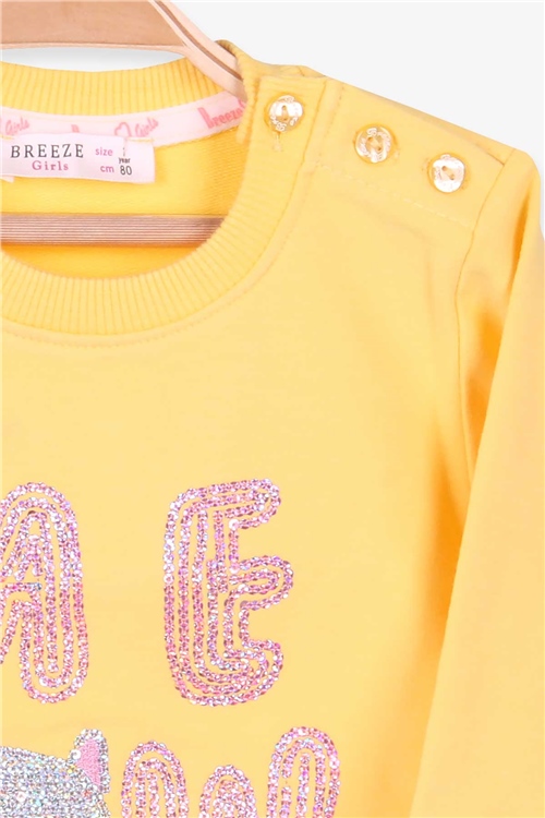 Breeze Kız Çocuk Sweatshirt Tavşan Nakışlı Sarı (1-4 Yaş)