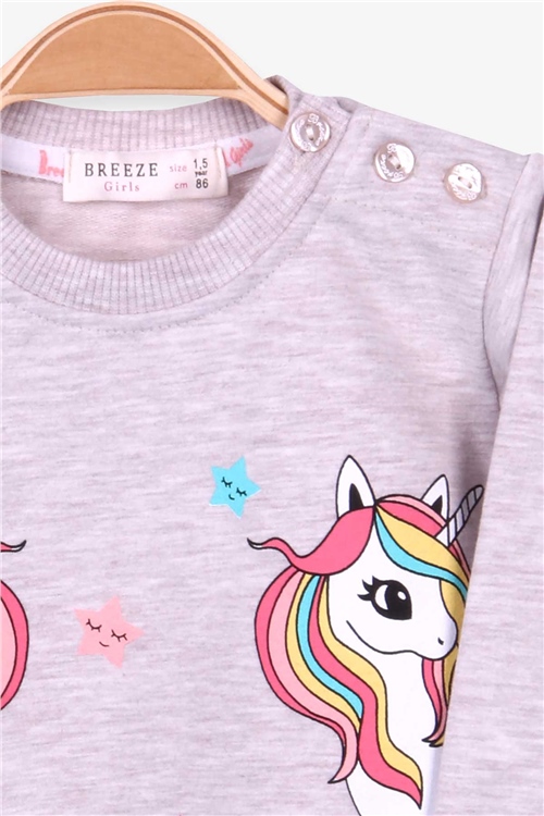 Breeze Kız Çocuk Sweatshirt Unicorn Bej Melanj (1.5-5 Yaş)