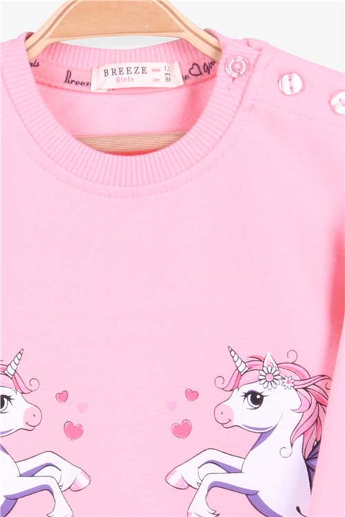 Breeze Kız Çocuk Sweatshirt Unicorn Pudra (1.5-5 Yaş)