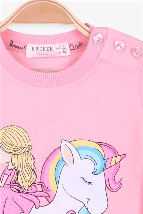 Breeze Kız Çocuk Sweatshirt Unicorn Pudra (1-4 Yaş)
