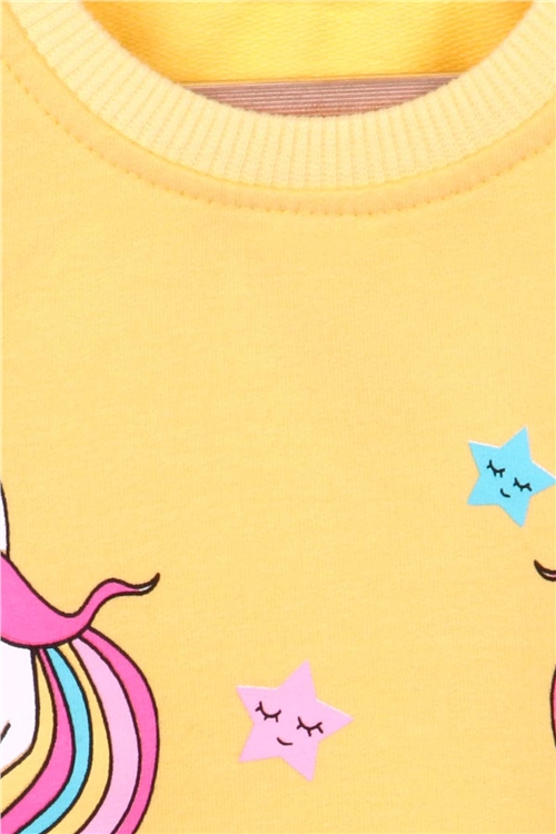 Breeze Kız Çocuk Sweatshirt Unicorn Sarı (1.5-5 Yaş)