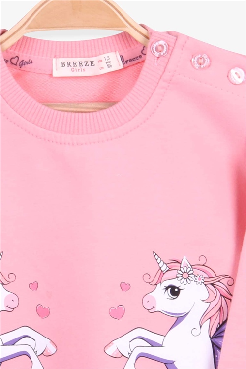 Breeze Kız Çocuk Sweatshirt Unicorn Somon (1.5-5 Yaş)