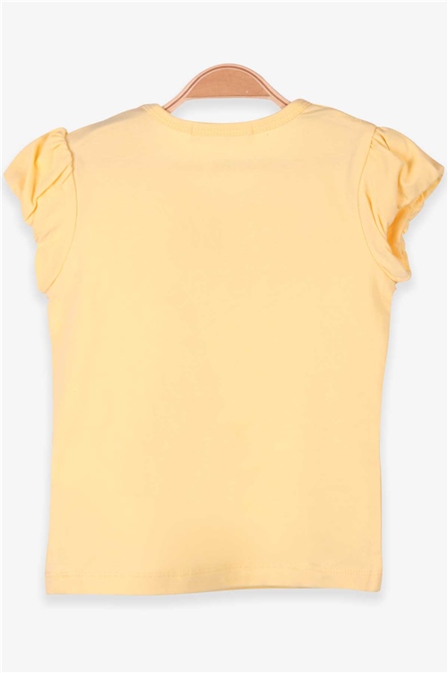 Breeze Kız Çocuk Tişört Güpürlü Dantelli Sarı (2-6 Yaş)