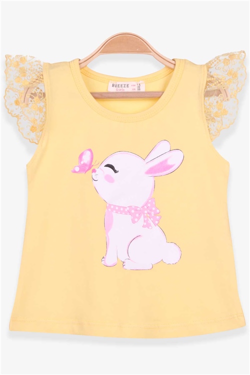 Breeze Kız Çocuk Tişört Tavşancık Baskılı Sarı (1.5-5 Yaş)