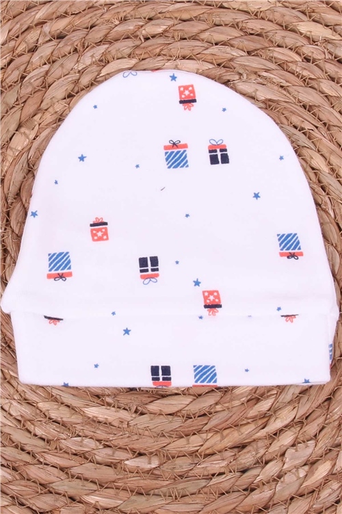 Breeze Yenidoğan Bebek Şapkası Hediye Paketi Desenli Beyaz (Standart)