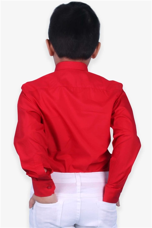 EBRU Erkek Çocuk Gömlek Basic Kırmızı (3-14 Yaş)
