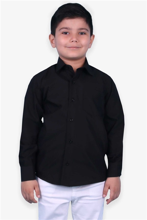 EBRU Erkek Çocuk Gömlek Basic Siyah (6-12 Yaş)