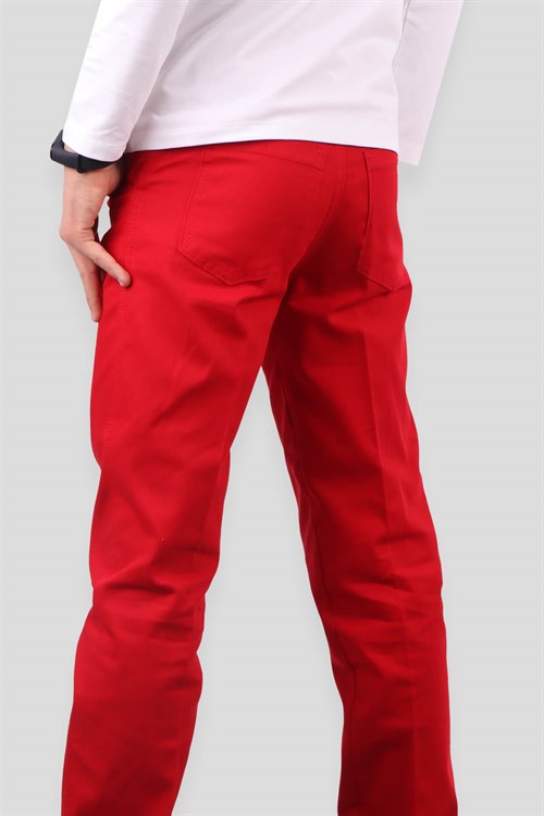 E&H Erkek Çocuk Keten Pantolon Kırmızı (5-16 Yaş)