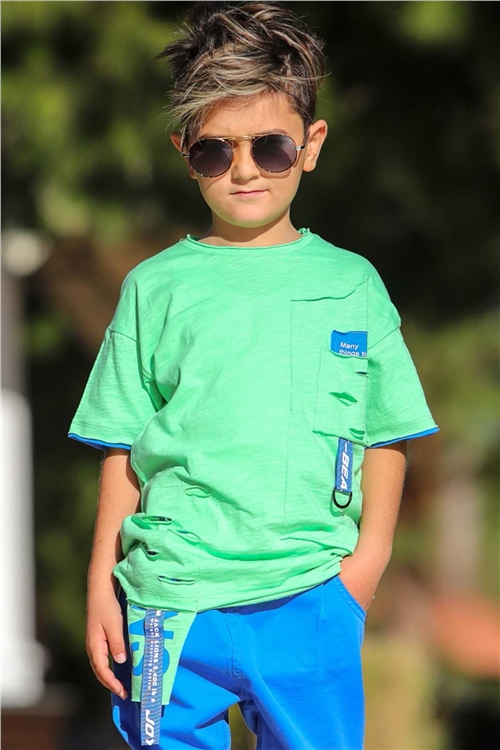 Escabel Erkek Çocuk Tişört Aksesuarlı Yeşil (10-16 Yaş)