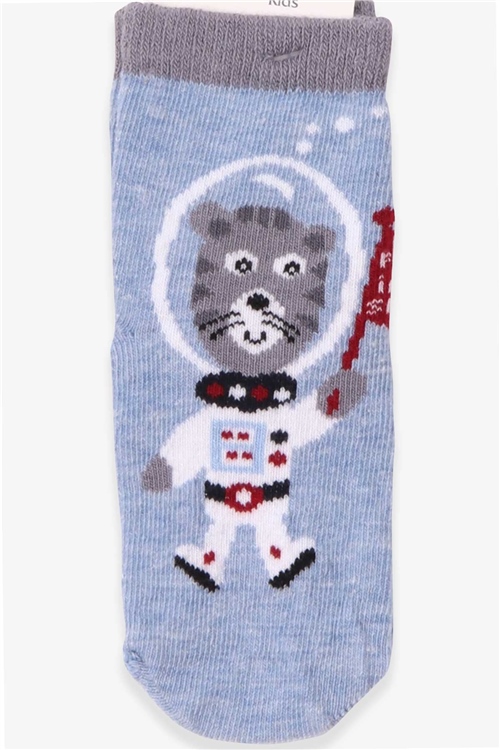 Katamino Erkek Çocuk Soket Çorap Astronot Köpek Açık Mavi (1-2-7-8 Yaş)