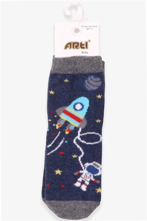 Katamino Erkek Çocuk Soket Çorap Uzay Temalı İndigo (1-2-5-6 Yaş)