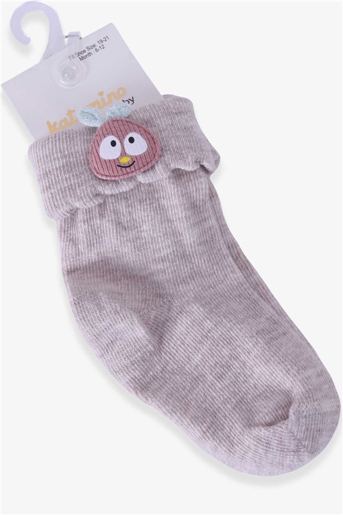 Katamino Kız Bebek Soket Çorap Elma Aksesuarlı Bej (6 Ay-1.5 Yaş)