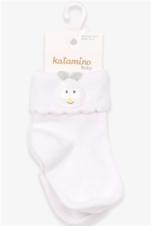 Katamino Kız Bebek Soket Çorap Elma Aksesuarlı Beyaz (6 Ay-1.5 Yaş)