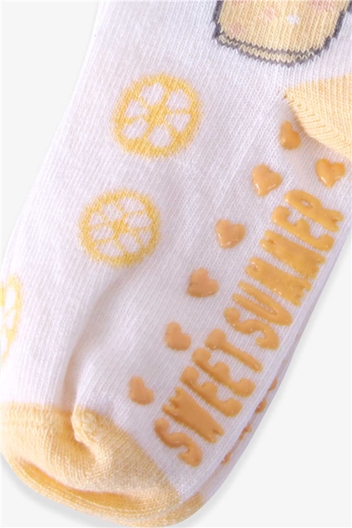 Katamino Kız Çocuk Soket Çorap Abs li Kedili Sarı (1-2-5-6 Yaş)
