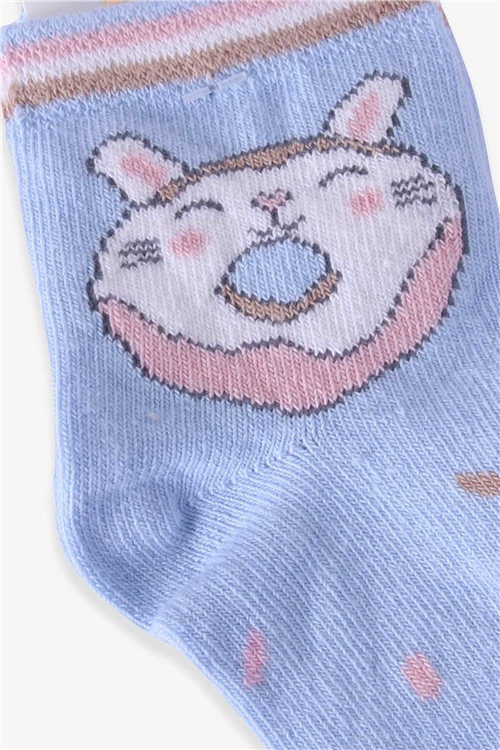 Katamino Kız Çocuk Soket Çorap Donut Desenli Açık Mavi (1-2-9-10 Yaş)