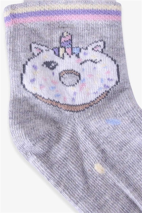 Katamino Kız Çocuk Soket Çorap Donut Desenli Gri (1-2-9-10 Yaş)
