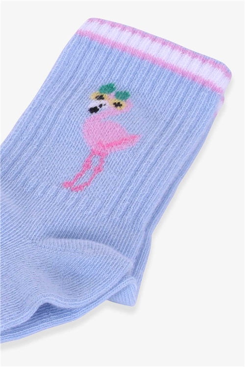 Katamino Kız Çocuk Soket Çorap Flamingo Desenli Açık Mavi (5-6-13-14 Yaş)