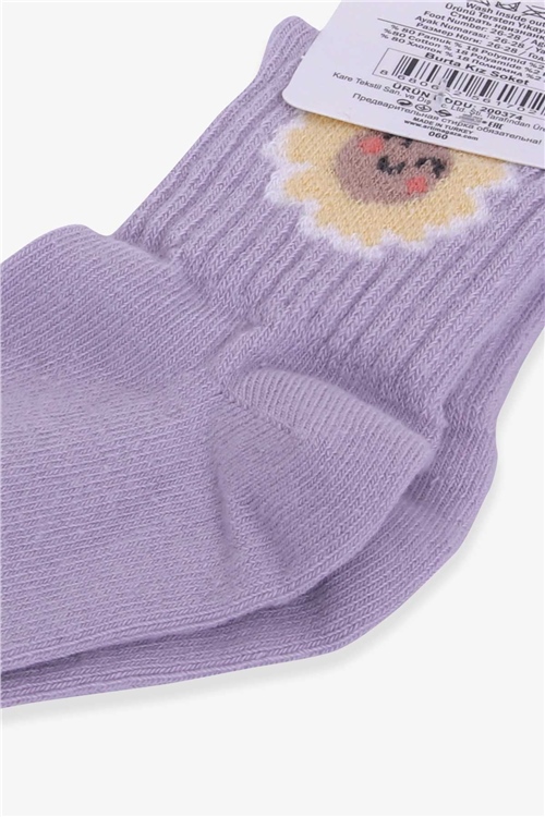 Katamino Kız Çocuk Soket Çorap Güneş Desenli Lila (3-4-9-10 Yaş)