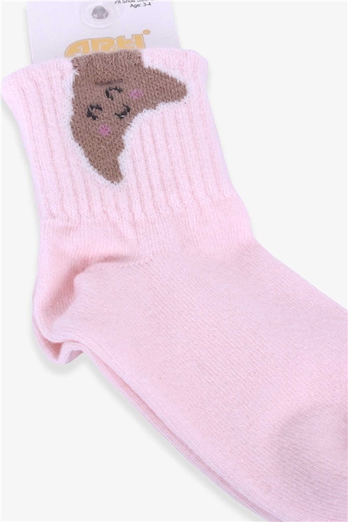 Katamino Kız Çocuk Soket Çorap Kurabiye Desenli Pudra (3-4-9-10 Yaş)