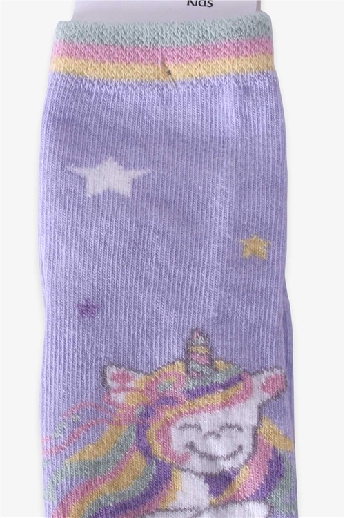 Katamino Kız Çocuk Soket Çorap Unicorn Lila (1-2-9-10 Yaş)