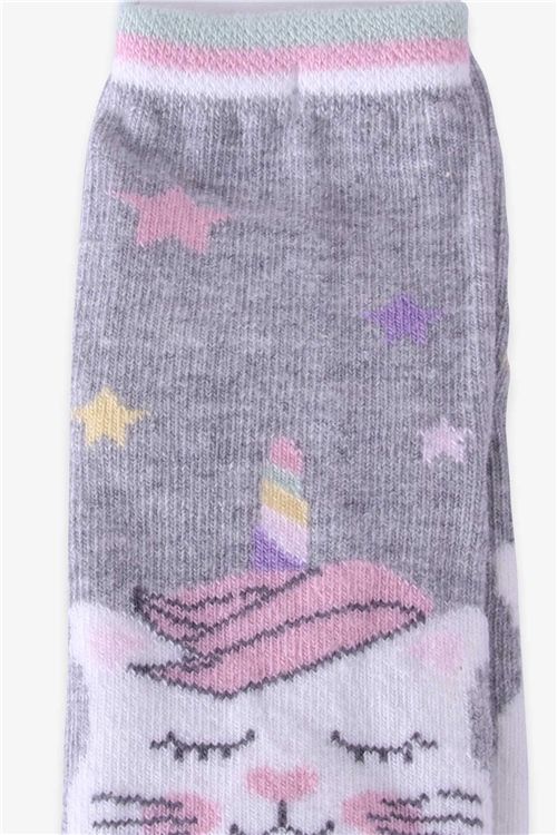 Katamino Kız Çocuk Soket Çorap Unicorn Gri (1-2-9-10 Yaş)