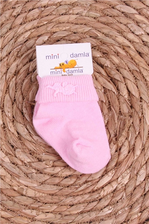 Mini Damla Kız Bebek Yenidoğan Çorap Arılı Pembe (Standart)